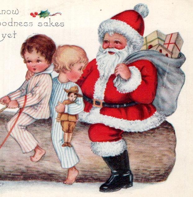 1910's-20's SANTA CLAUS I'VE BEEN NAUGHTY BUT DON'T TELL CHRISTMAS WHITNEY MADE