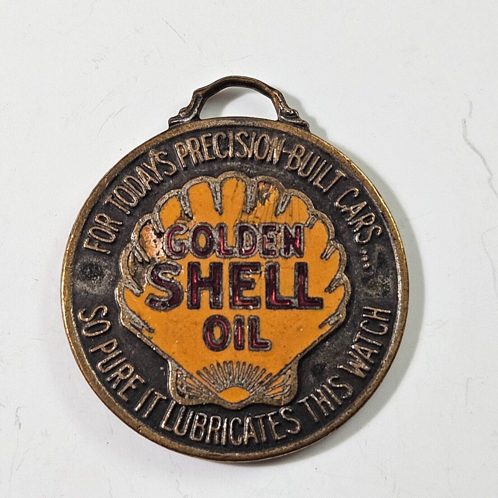 1930\'s Vintage Golden Shell Oil Watch Fob
