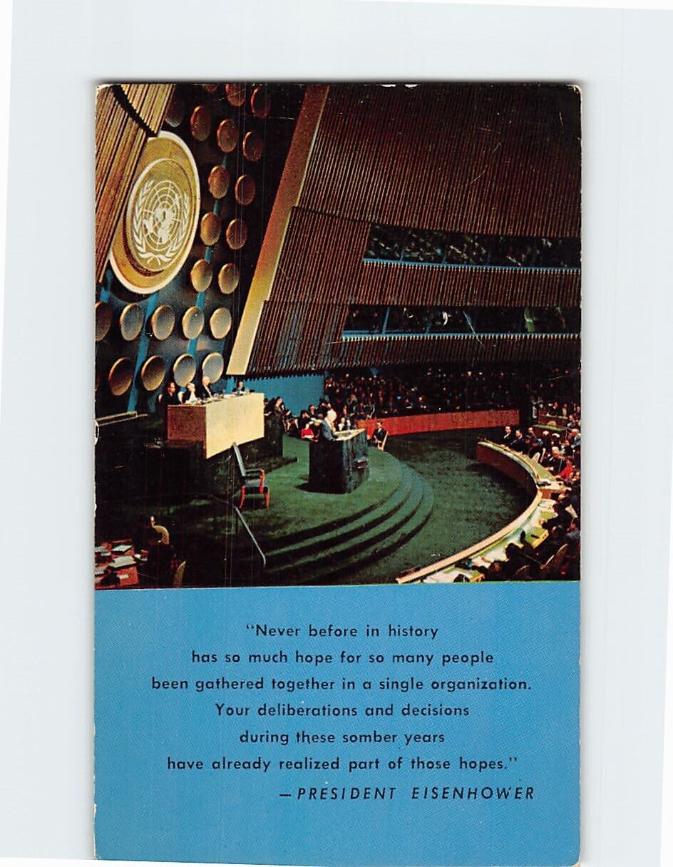 Postcard UN General Assembly Pres. Eisenhower Speech New York City New York USA