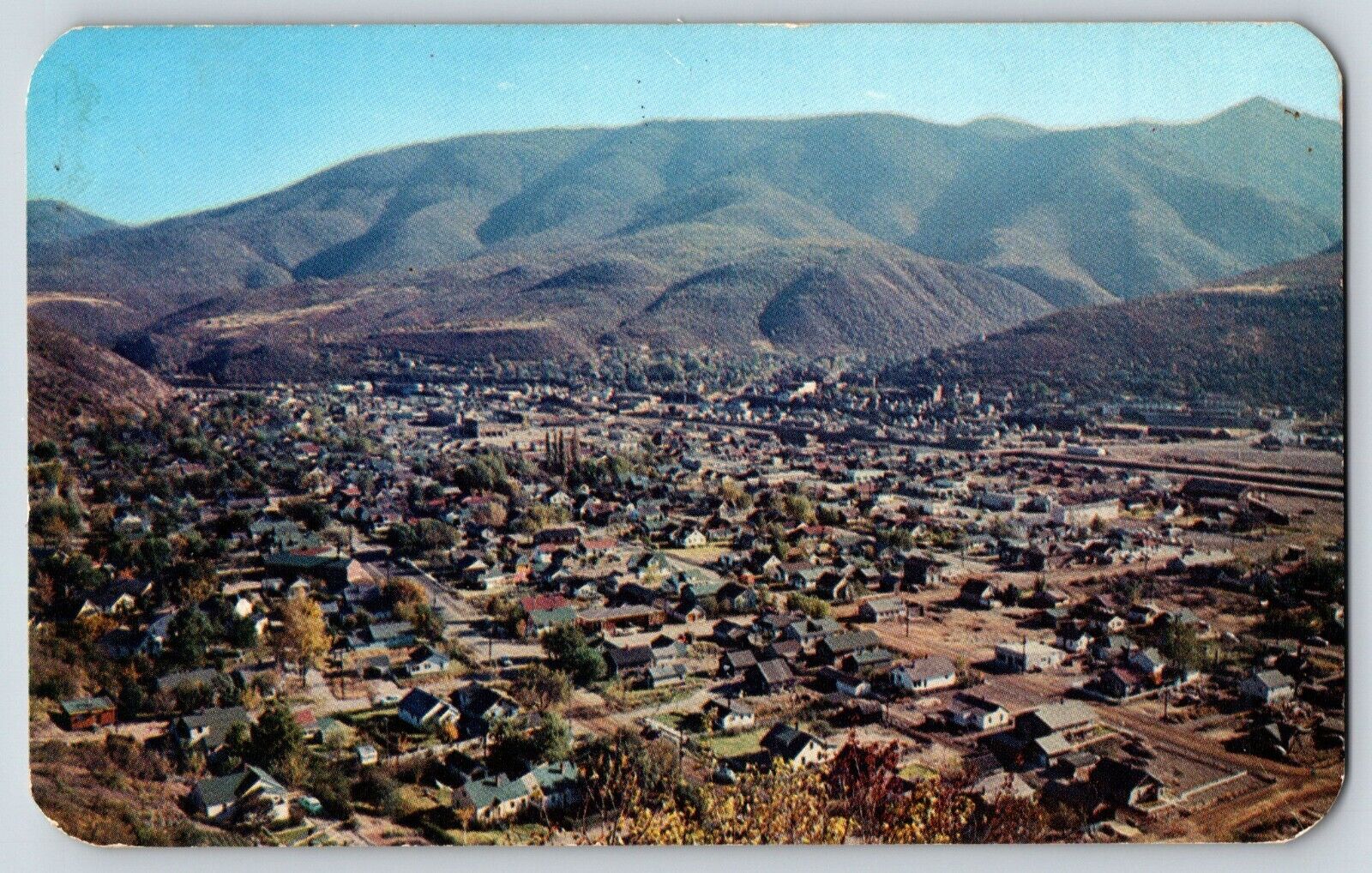 Postcard Kellogg ID-Idaho, Aerial View of Town of Kellogg
