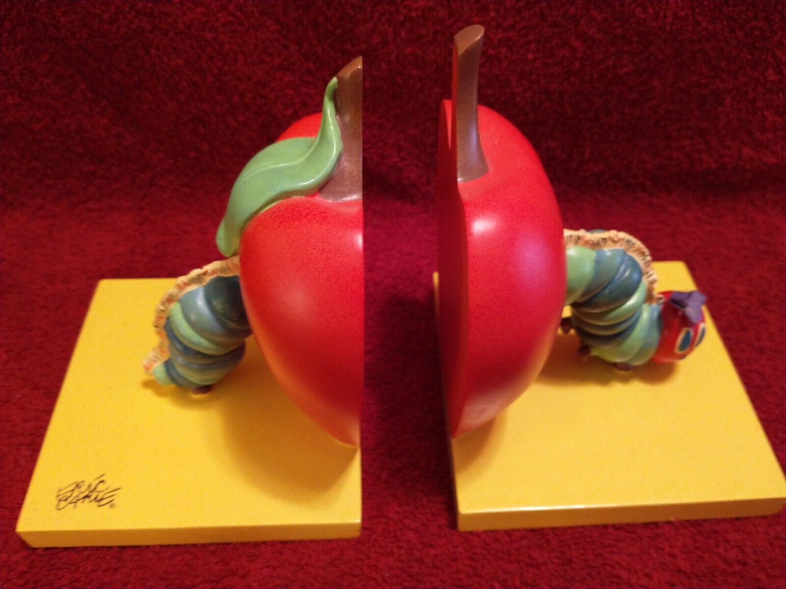 Eric Carle The Very Hungry Caterpillar Apple Bookends- RARE