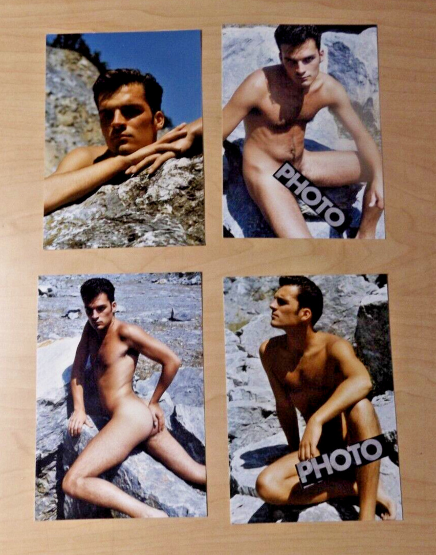 Set 4 Cir 1980s Outdoors Nude Male Color Snapshot Mature Photo Art Gay Int