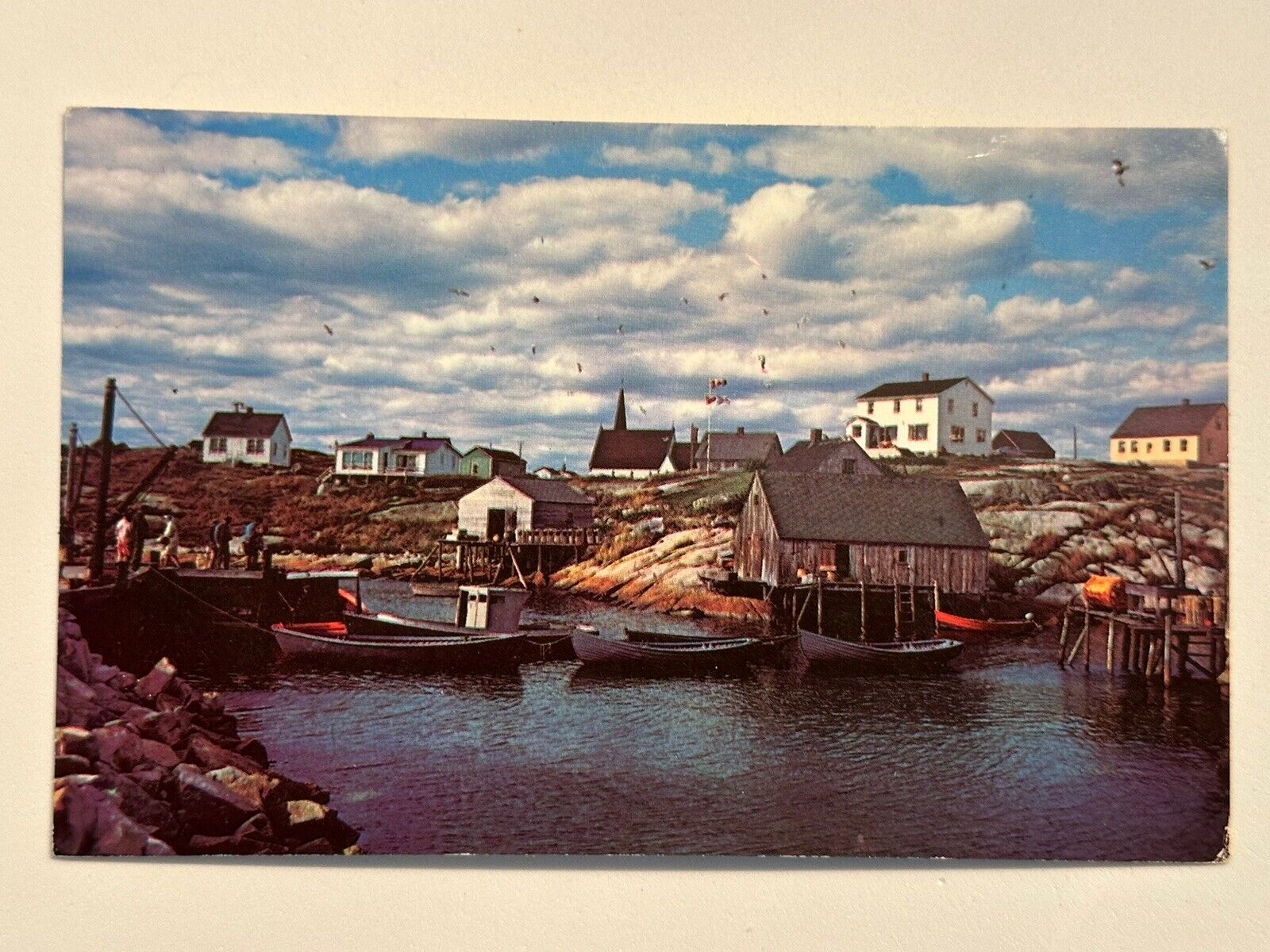 Peggy\'s Cove-Nova Scotia, Panoramic of Village, Antique Vintage Postcard