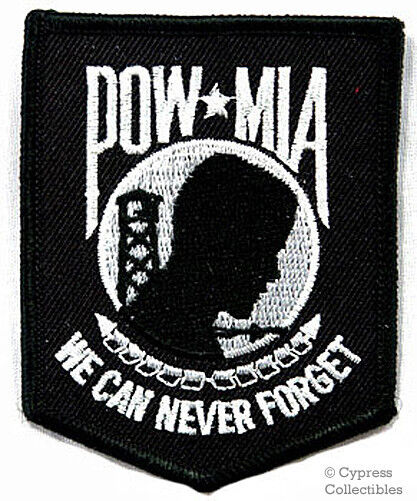 POW-MIA PATCH VIETNAM WAR embroidered iron-on BLACK military veteran emblem