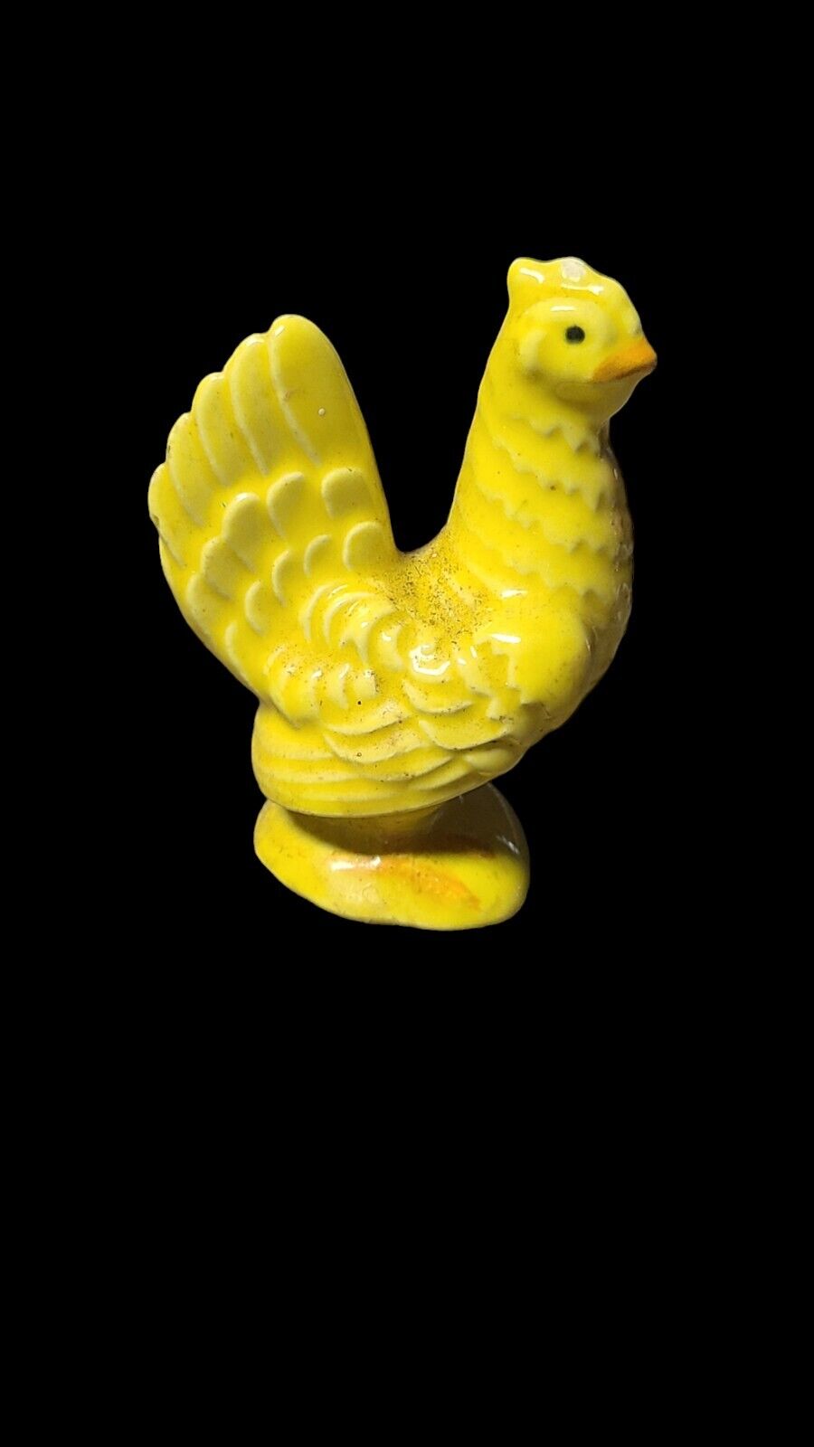Vintage Miniature Ceramic Yellow Chicken Hen Figurine 2.75\