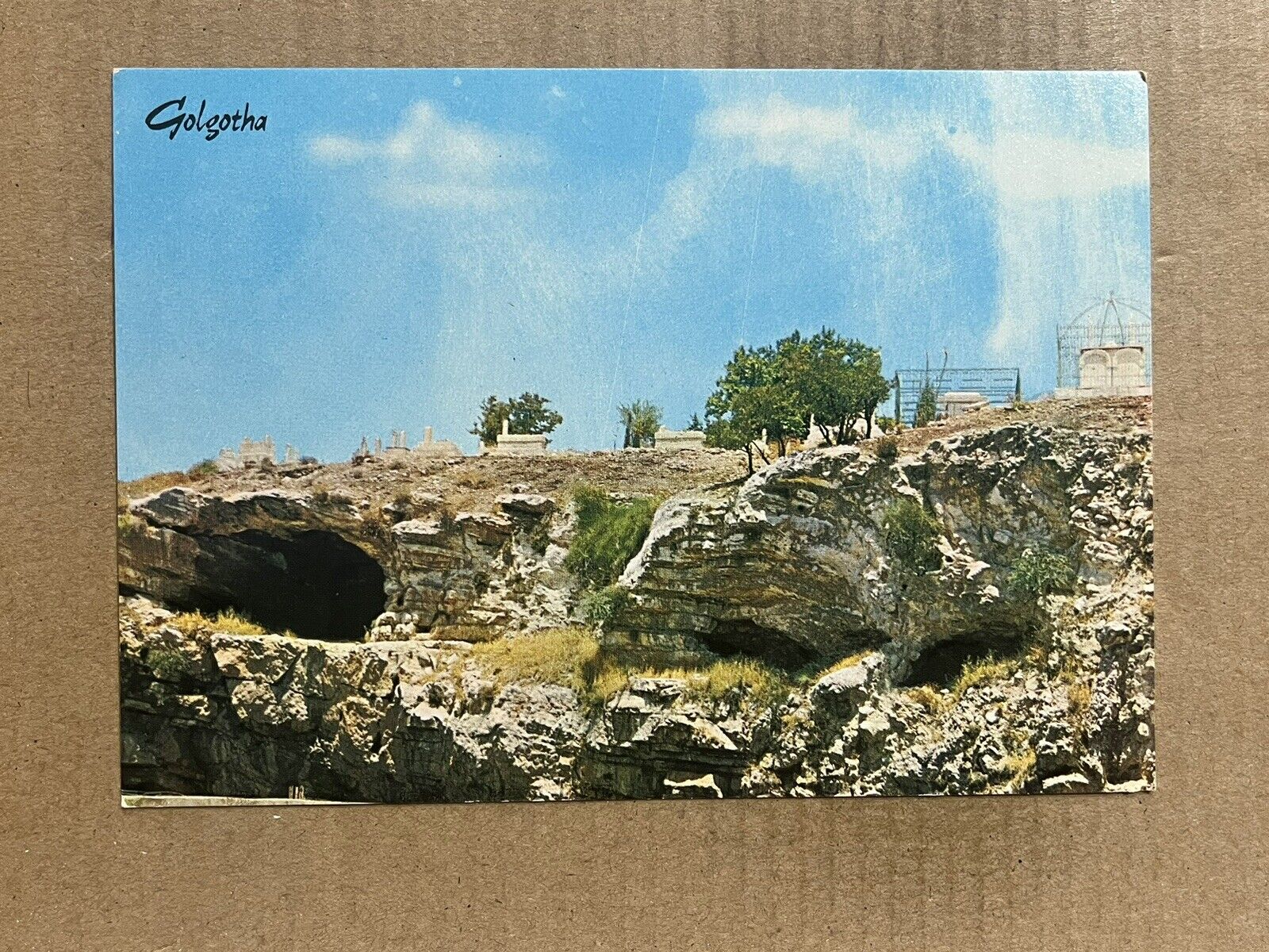 Postcard Israel Jerusalem Skull Hill Golgotha Jesus Bible Vintage PC