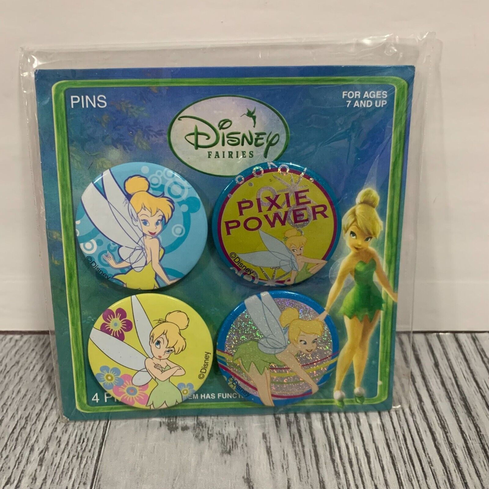 Disney Fairies Tinkerbell Button Pins Set New