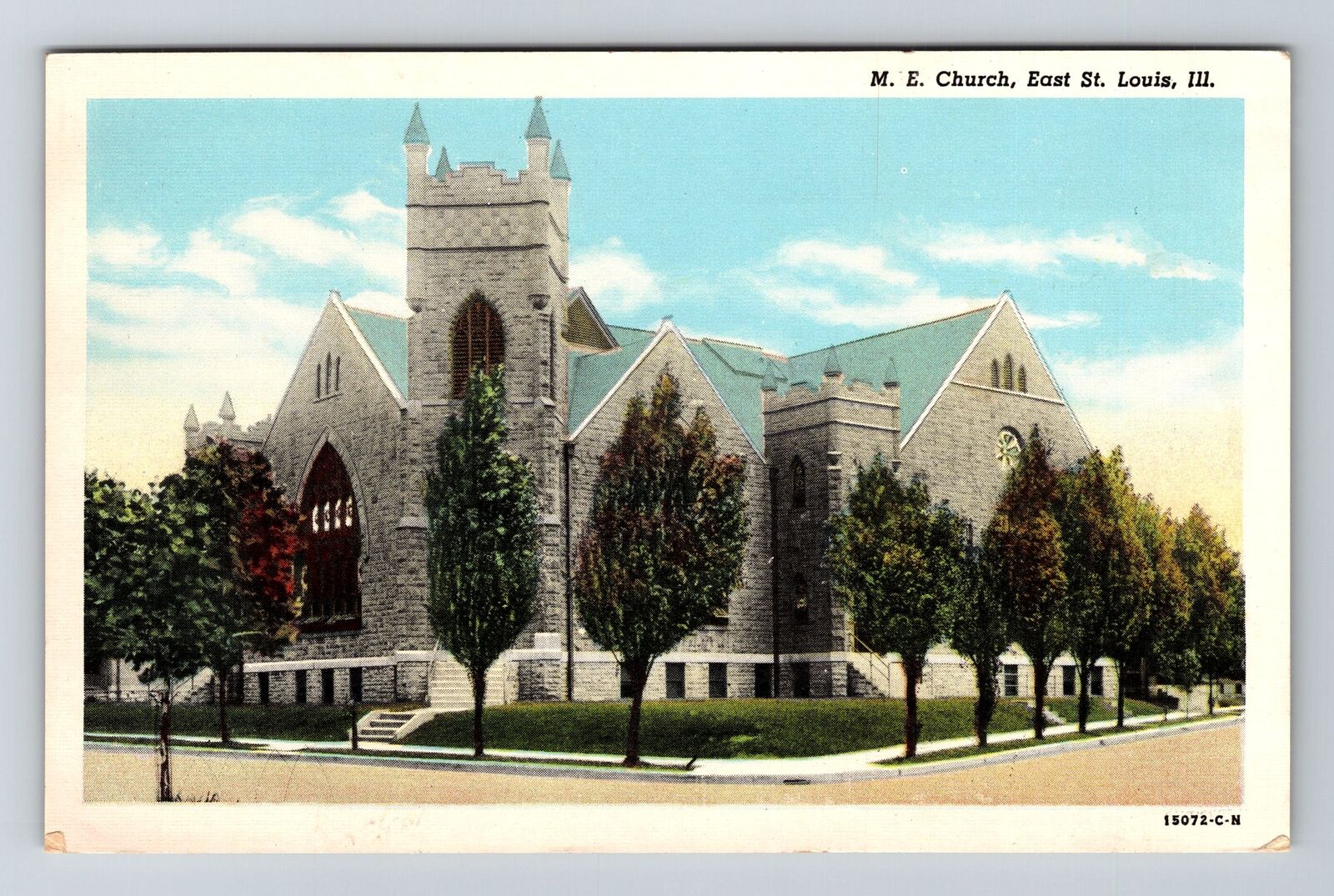 St. Louis IL-Illinois, Methodist Church, Exterior, Stone Bldg., Vintage Postcard