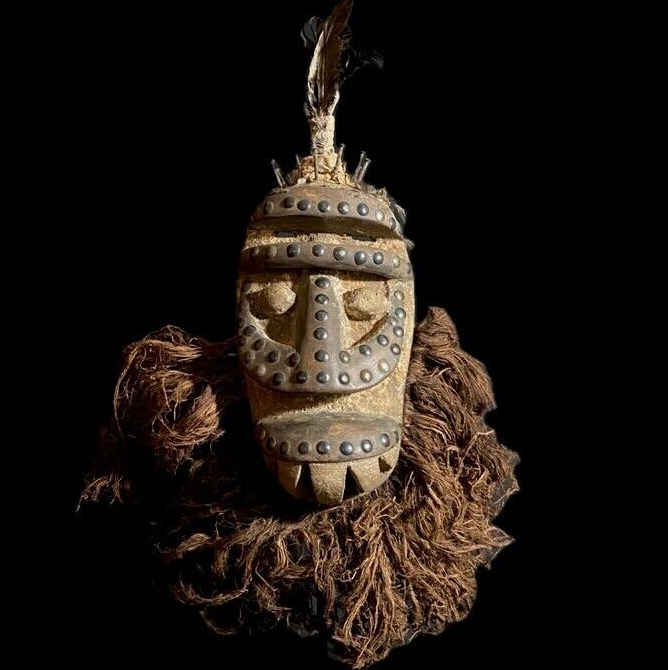 African mask antiques tribal art Face vintage Wood Carved Vintage \