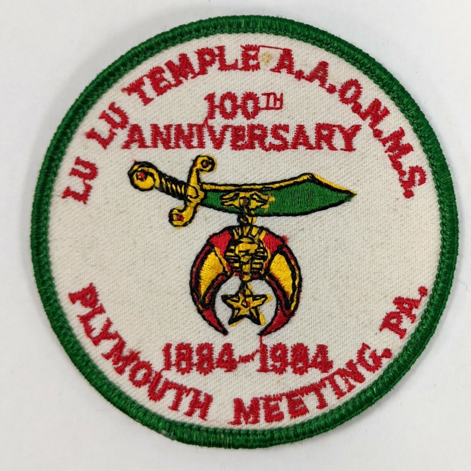 AAONMS Lu Lu Temple Shriners Free Mason Plymouth Meeting 1984 Embroidered Patch