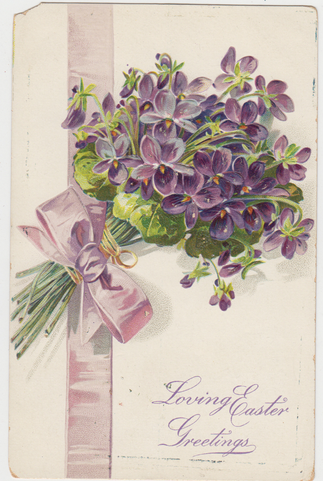 Loving Easter Greetings Tuck\'s Postcard Series 111 Violet Bouquet