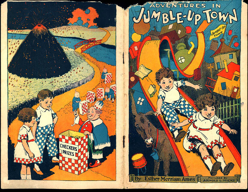 RARE 1926 ADVENTURES IN JUMBLE UP TOWN CHECKERS POP CORN PREMIUM BOOK & (4) ADS