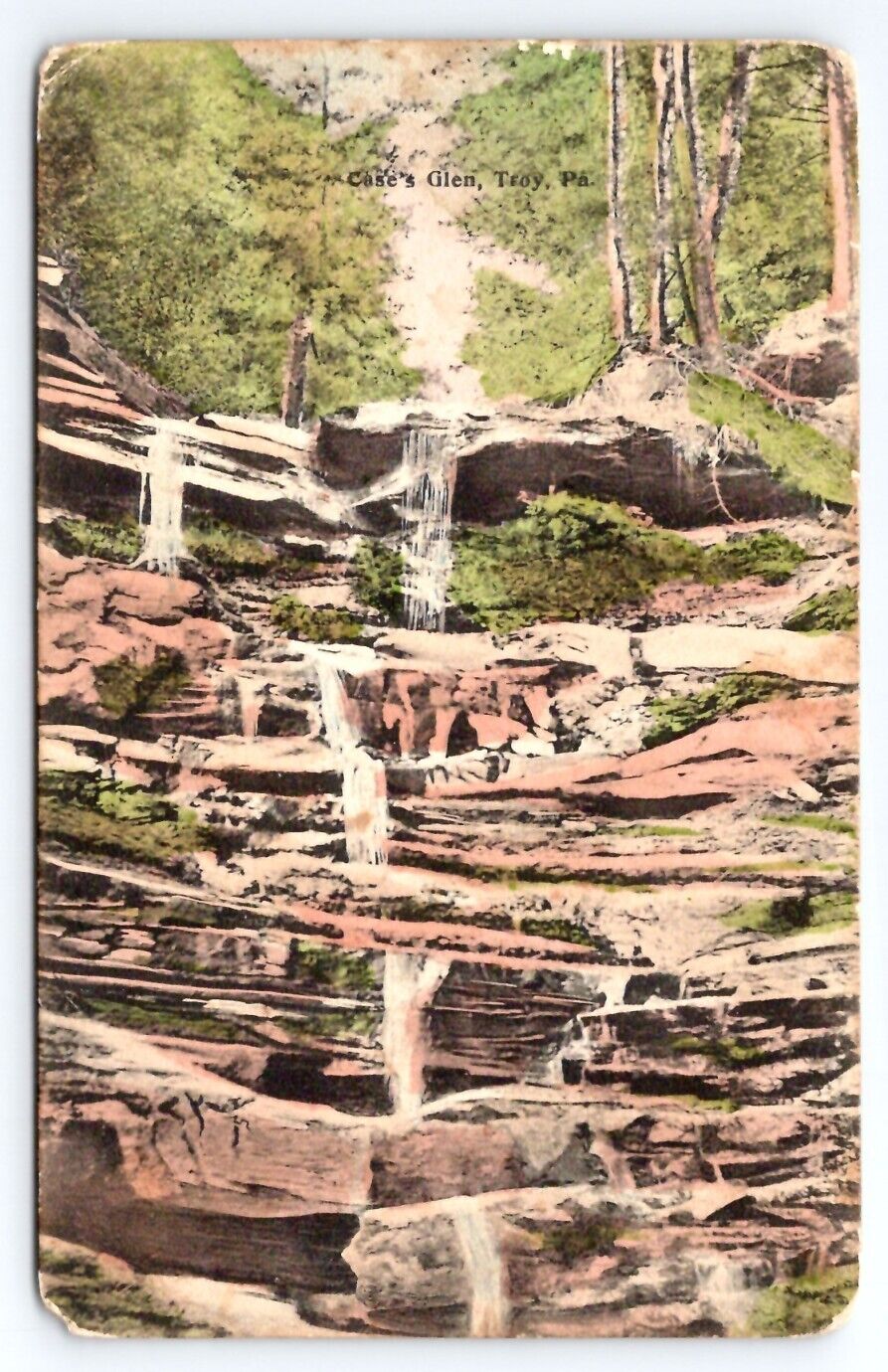 c1908 Case\'s Glen Troy PA Postcard Antique