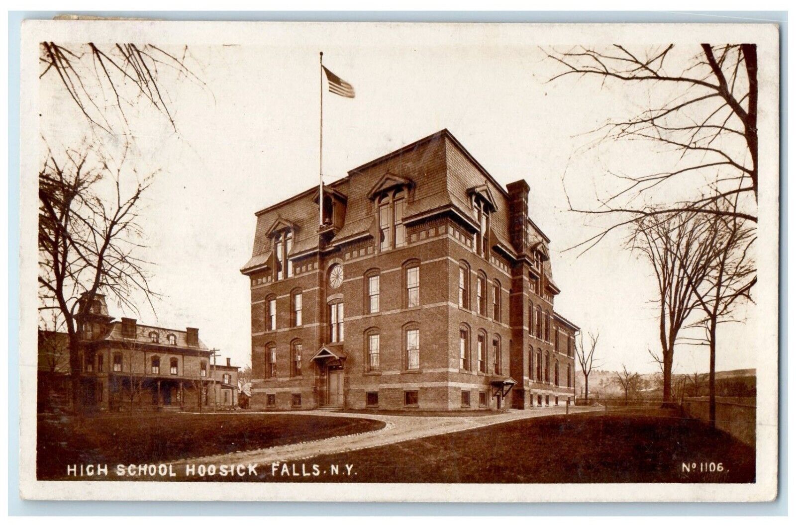 1906 High School Building Hoosick Falls New York NY RPPC Photo Antique Postcard