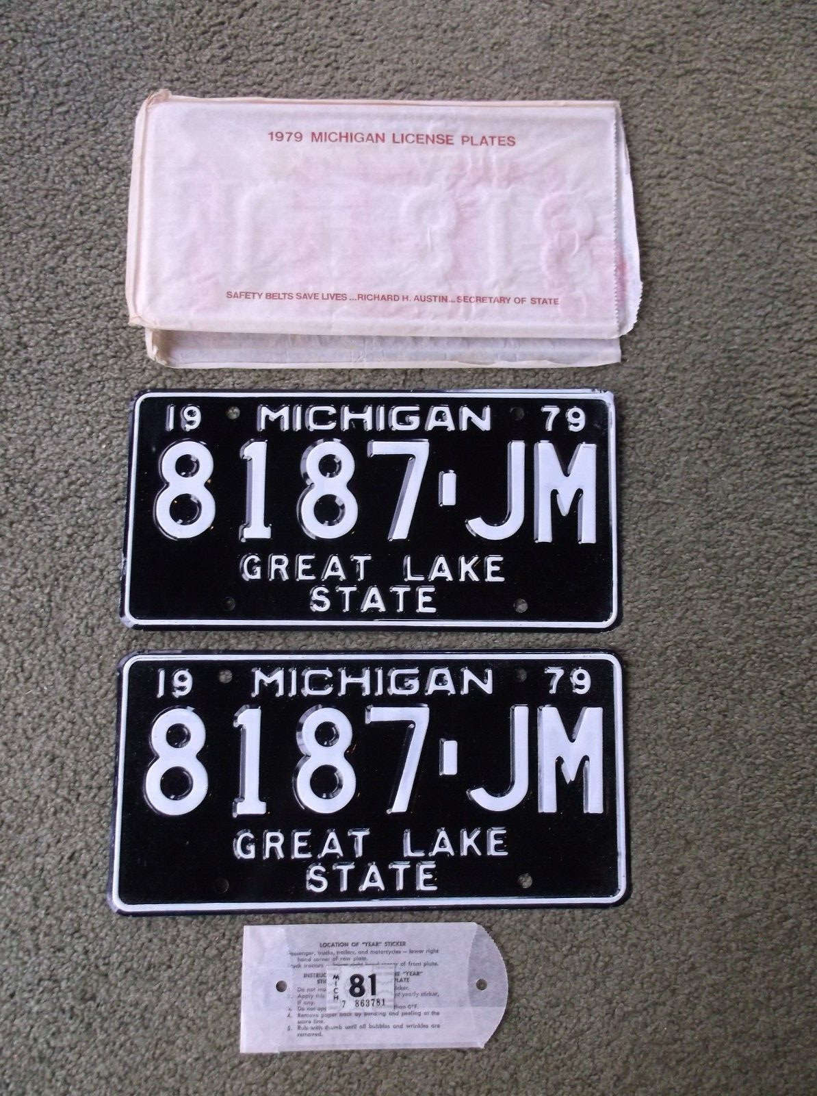 ✈✈🗽🗽  Michigan  1979  1981   License Plates    Chevy  Ford  Pickup Truck