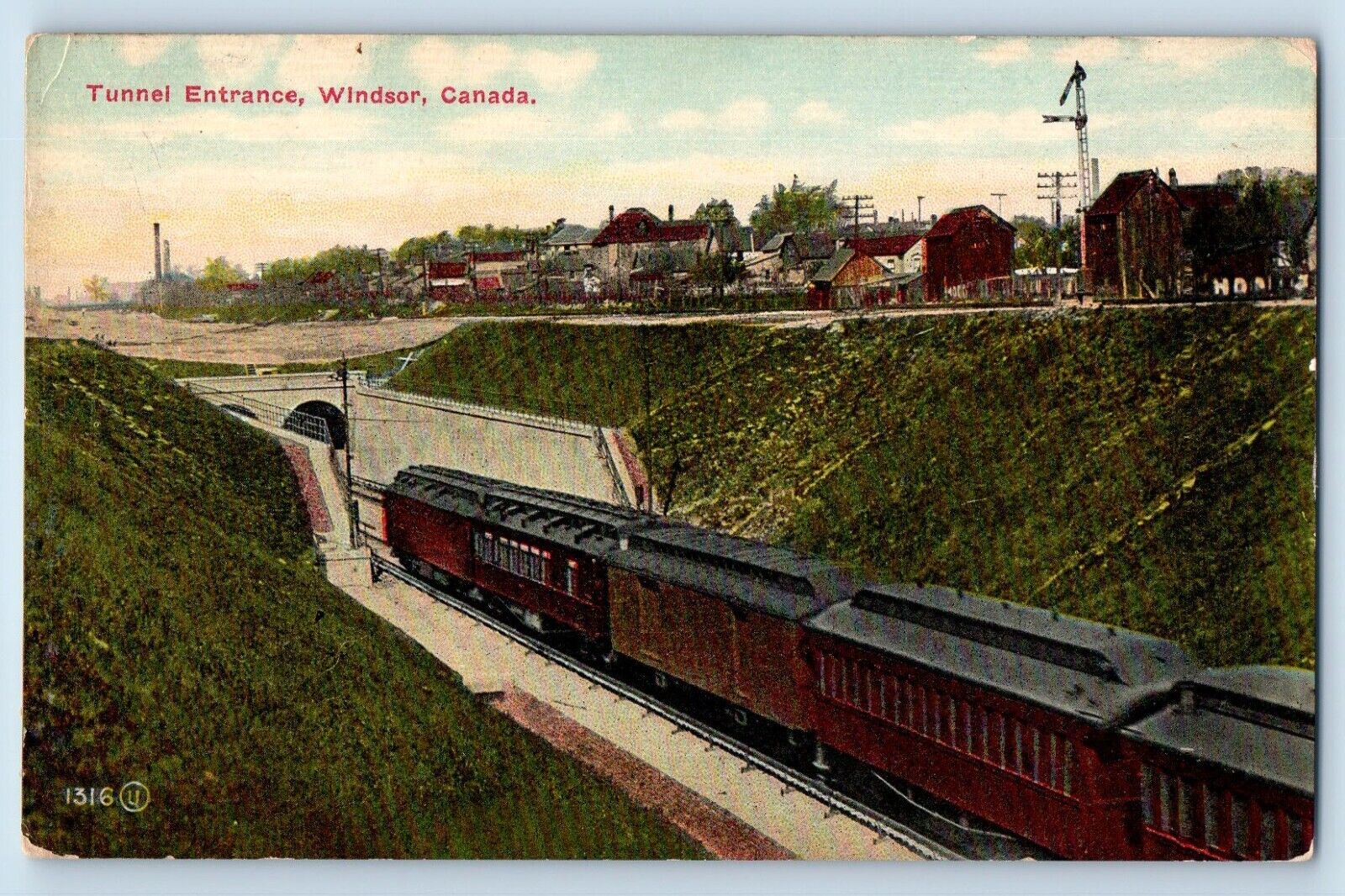 Windsor Ontario Canada Postcard Tunnel Entrance c1910 Antique Unposted