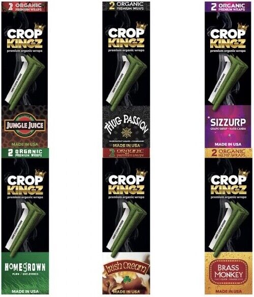 Crop Kingz Herbal Papers Organic self-sealing Variety Sampler 6/2ct packs