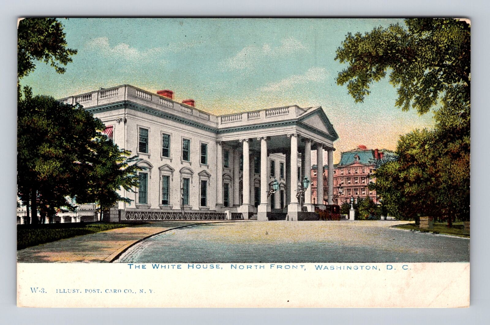 Washington DC, The White House North Front, Antique, Vintage Souvenir Postcard