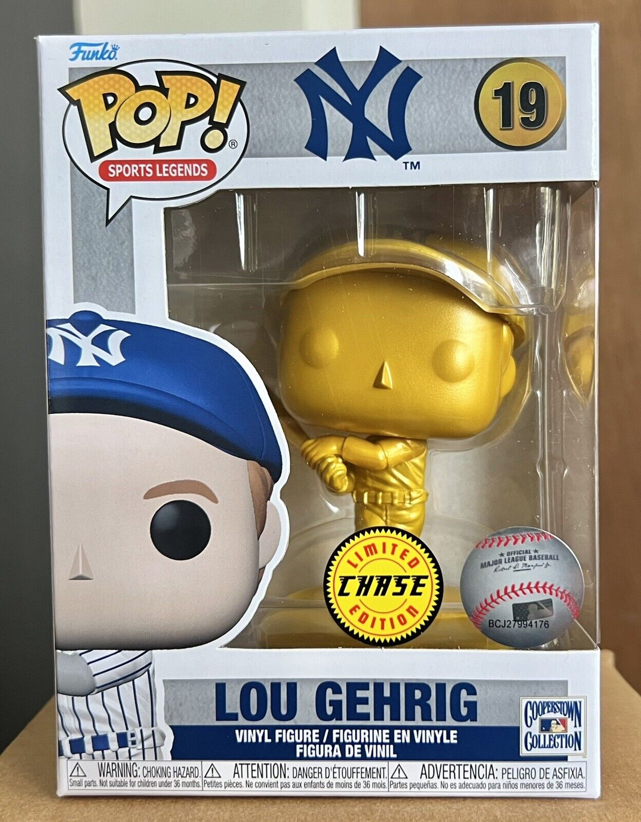 CHASE Funko Pop: Golden LOU GEHRIG #19  (New York Yankees) w/Protector