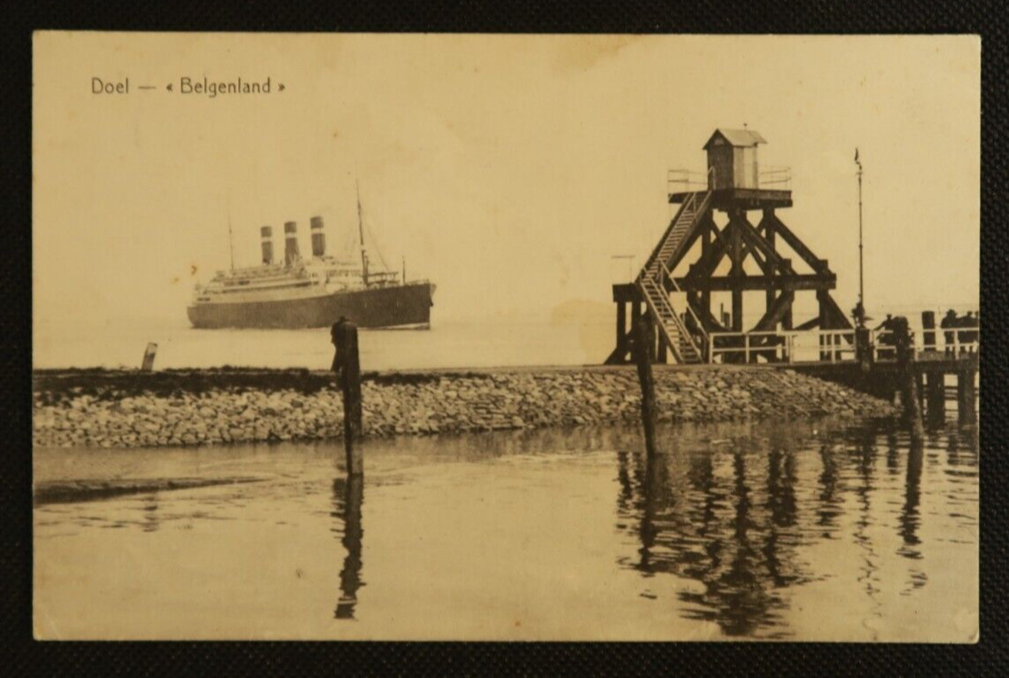 Doel Belgenland Steamship Postcard Dutch Destination Belgium Near Harbor Pier