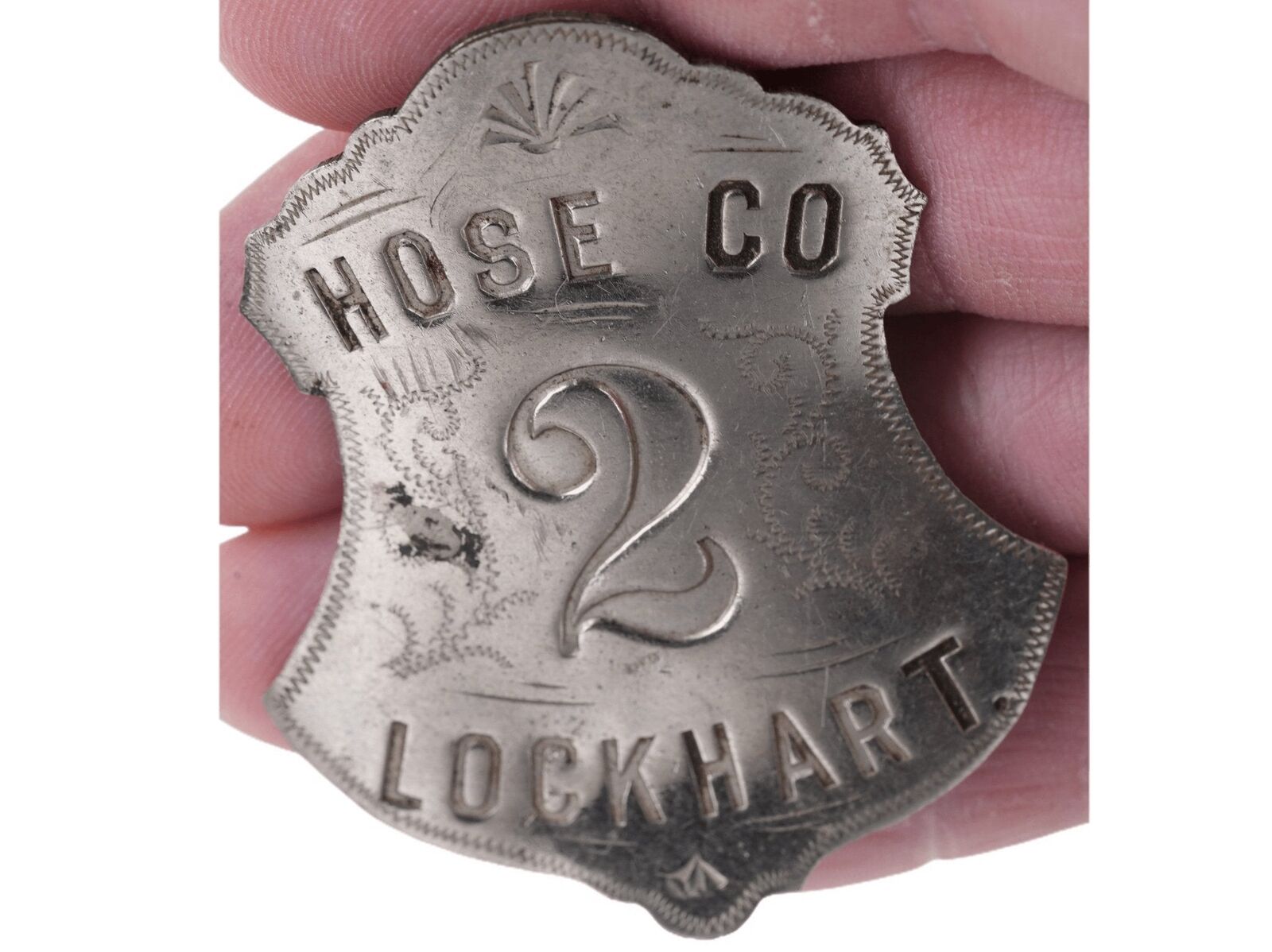 c1880's Lockhart Texas Fire Department Badge Hose Co 2