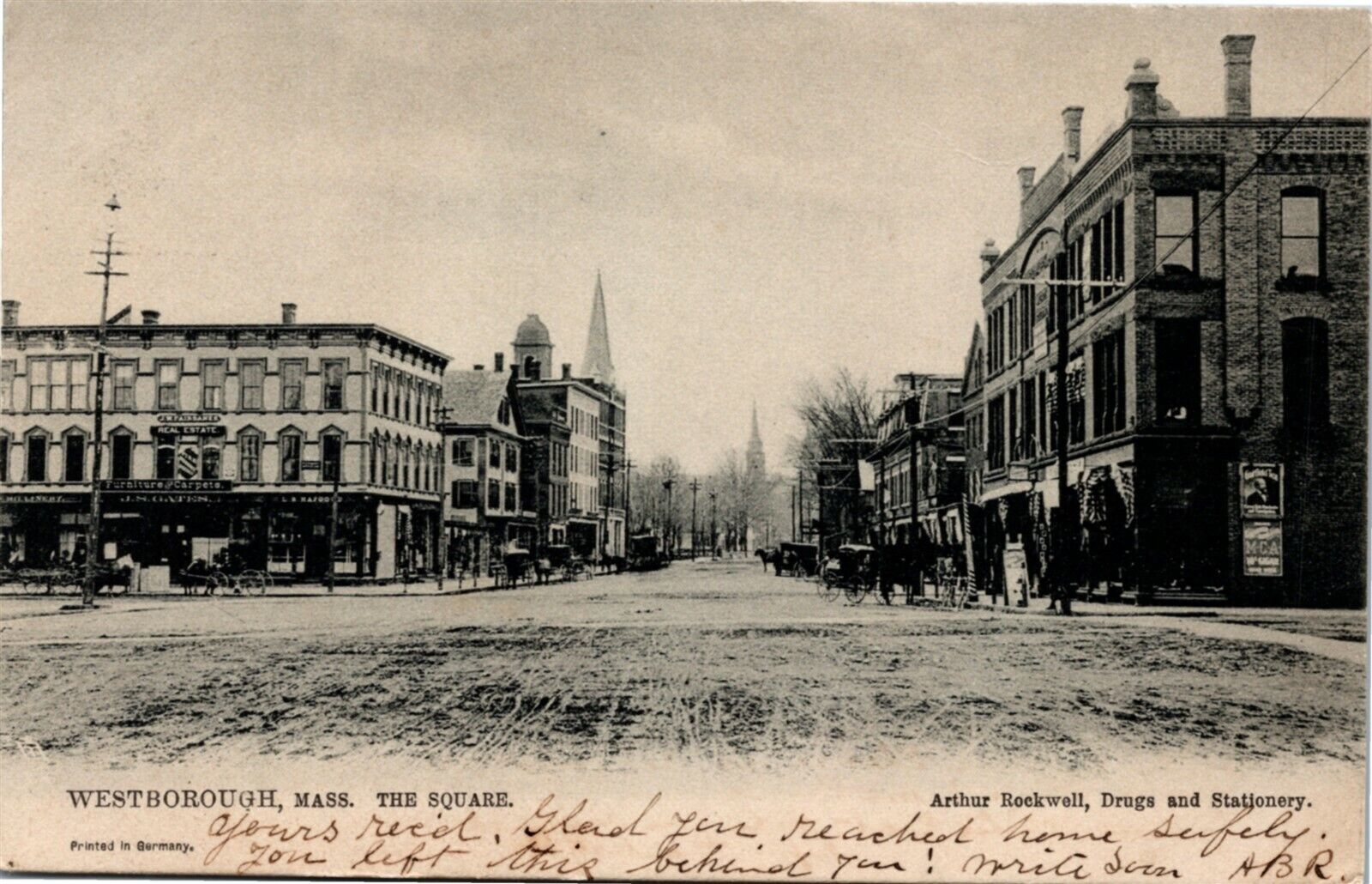 Postcard MA Westborough Raphael Tuck - The Square, No.2286 Street View C.1906 L6