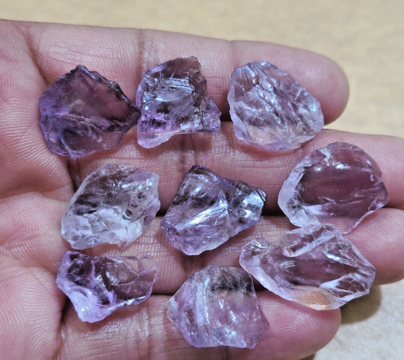 Attractive Pink Amethyst Rough 9 Pcs 19-22 mm Size Loose Gemstone For Jewelry
