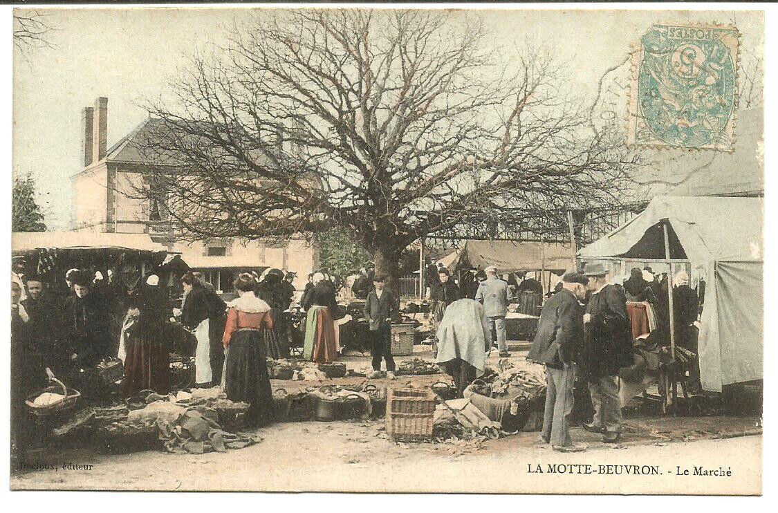 LA MOTTE-BEUVRON (41) - LE MARKET.CPA posted in 1905 and in great condition.