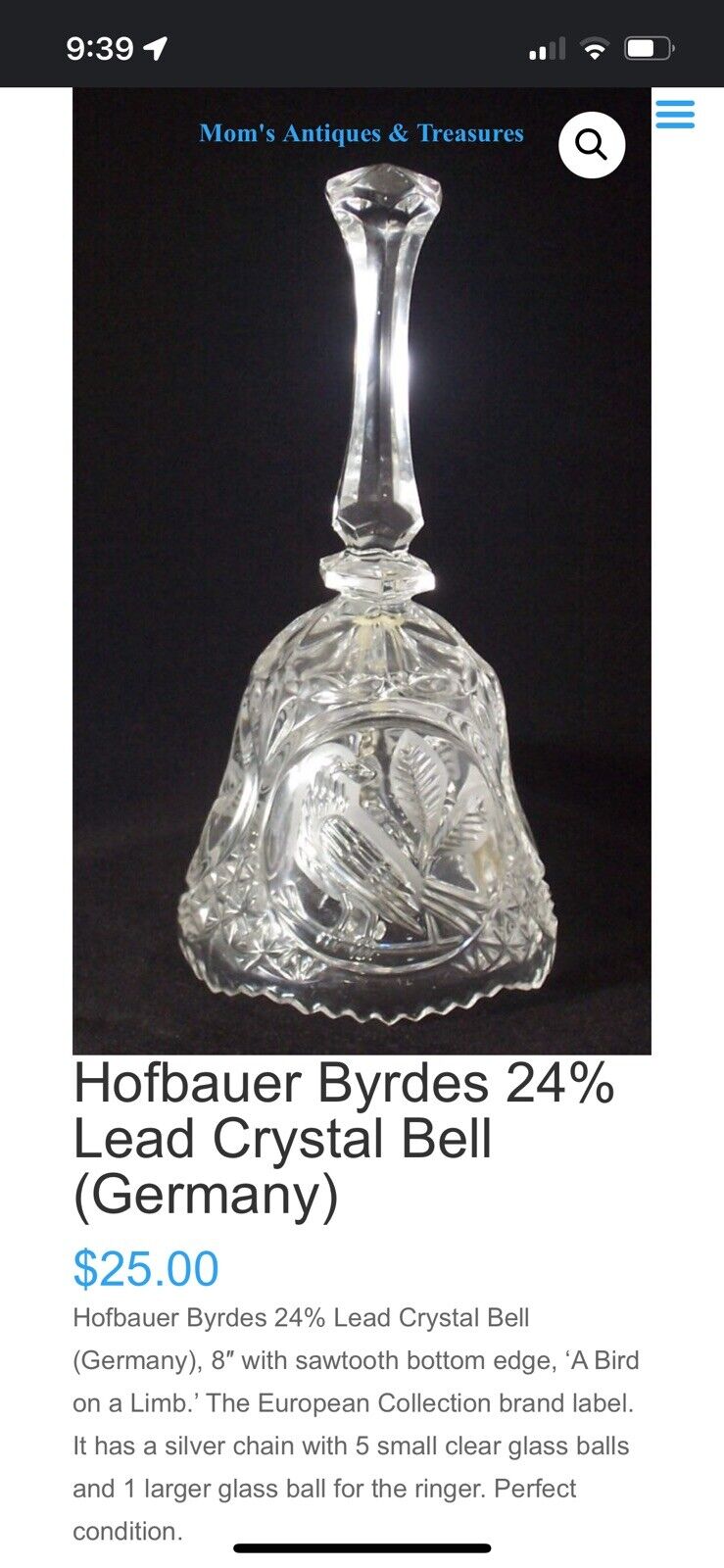 Vintage Hofbauer Byrdes German Crystal 8\