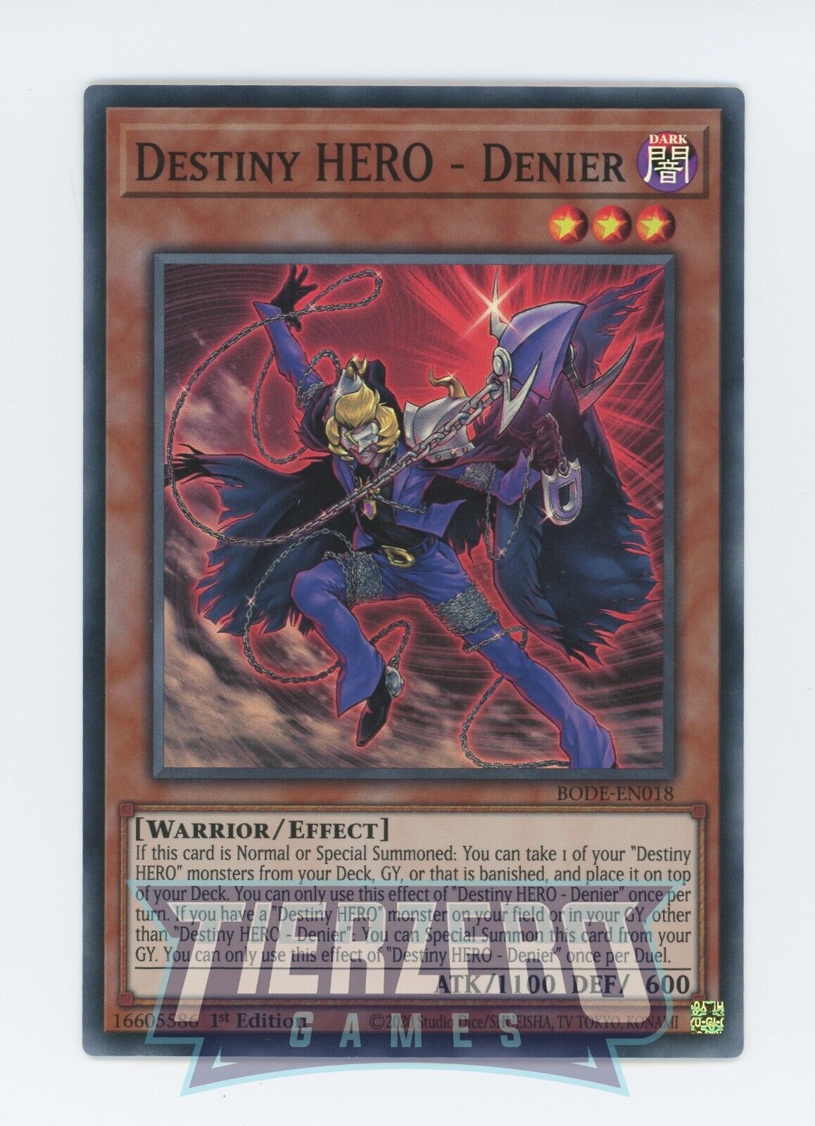 Yugioh Destiny HERO - Denier BODE-EN018 Super Rare 1st Edition NM/LP