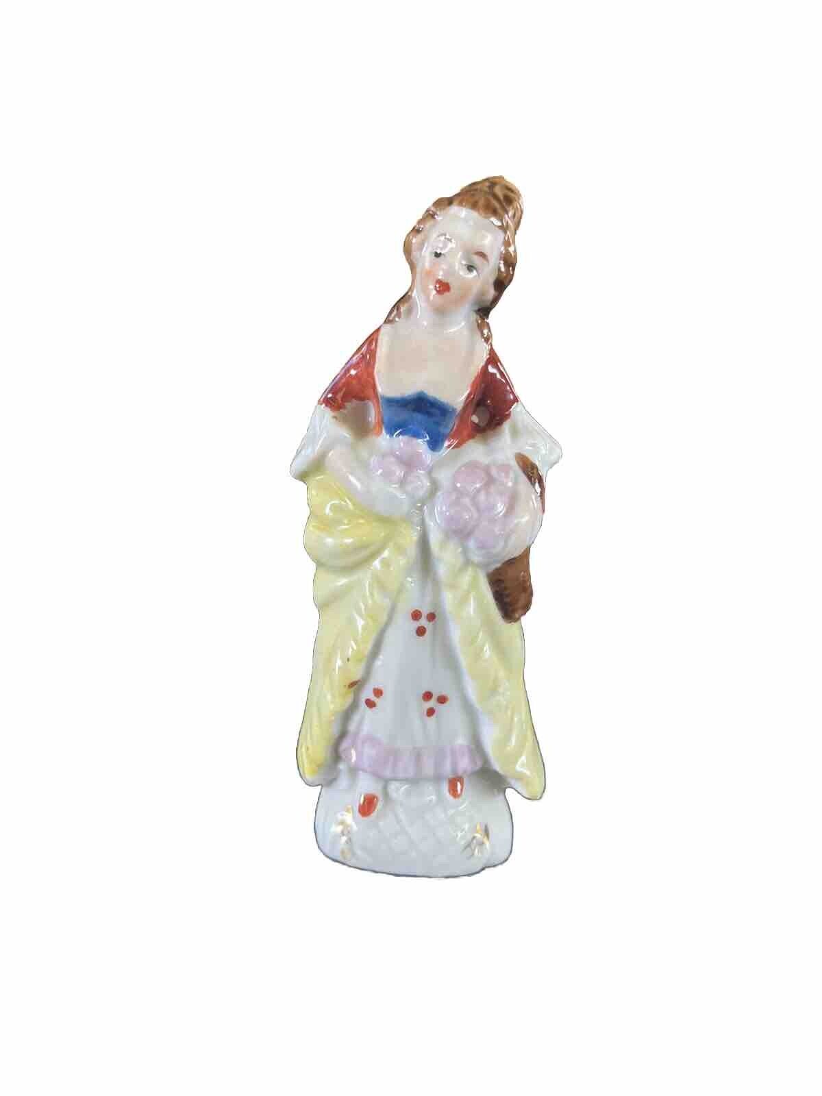 Vintage Antique Porcelain Figurine Woman Holding Peaches Made In Occupied JAPAN