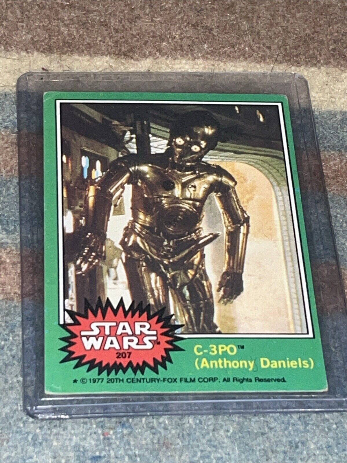Topps 1977 Star Wars S4 Green C-3PO Anthony Daniels #207 Error Card Golden Rod