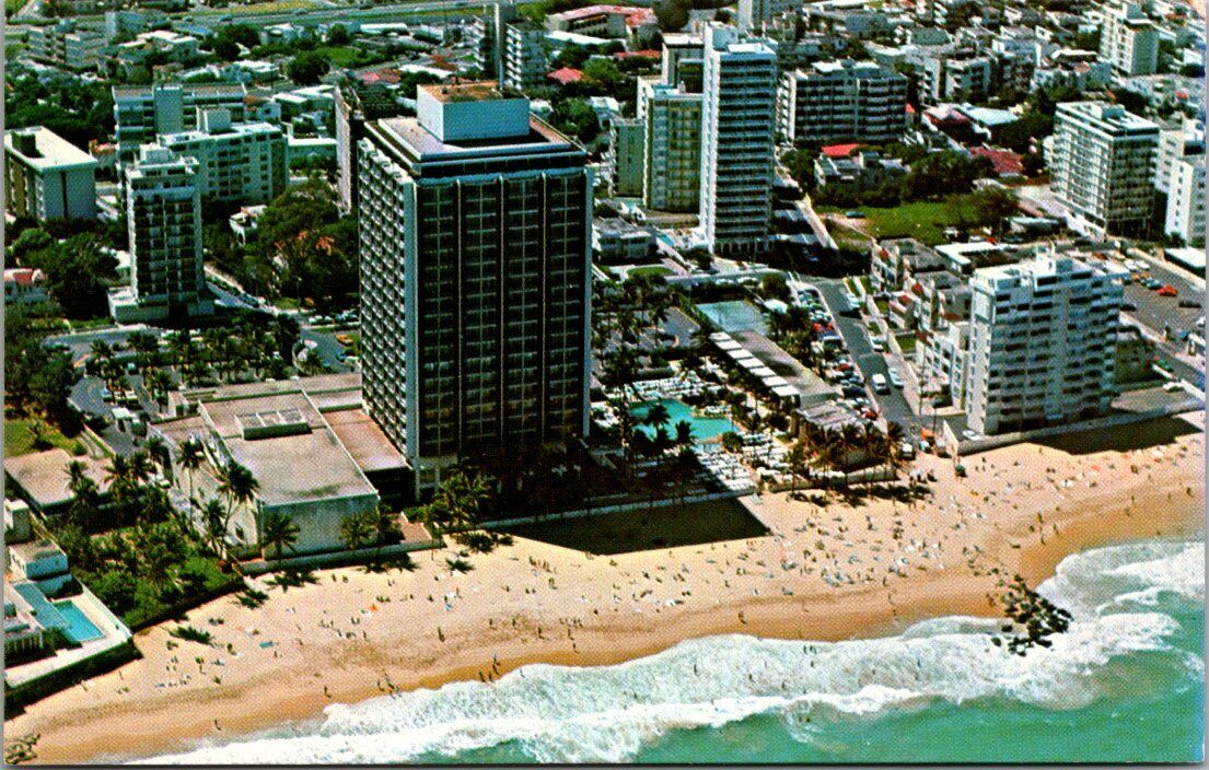 Aerial View Fabulous Beach Condado Puerto Rico Vintage Postcard 