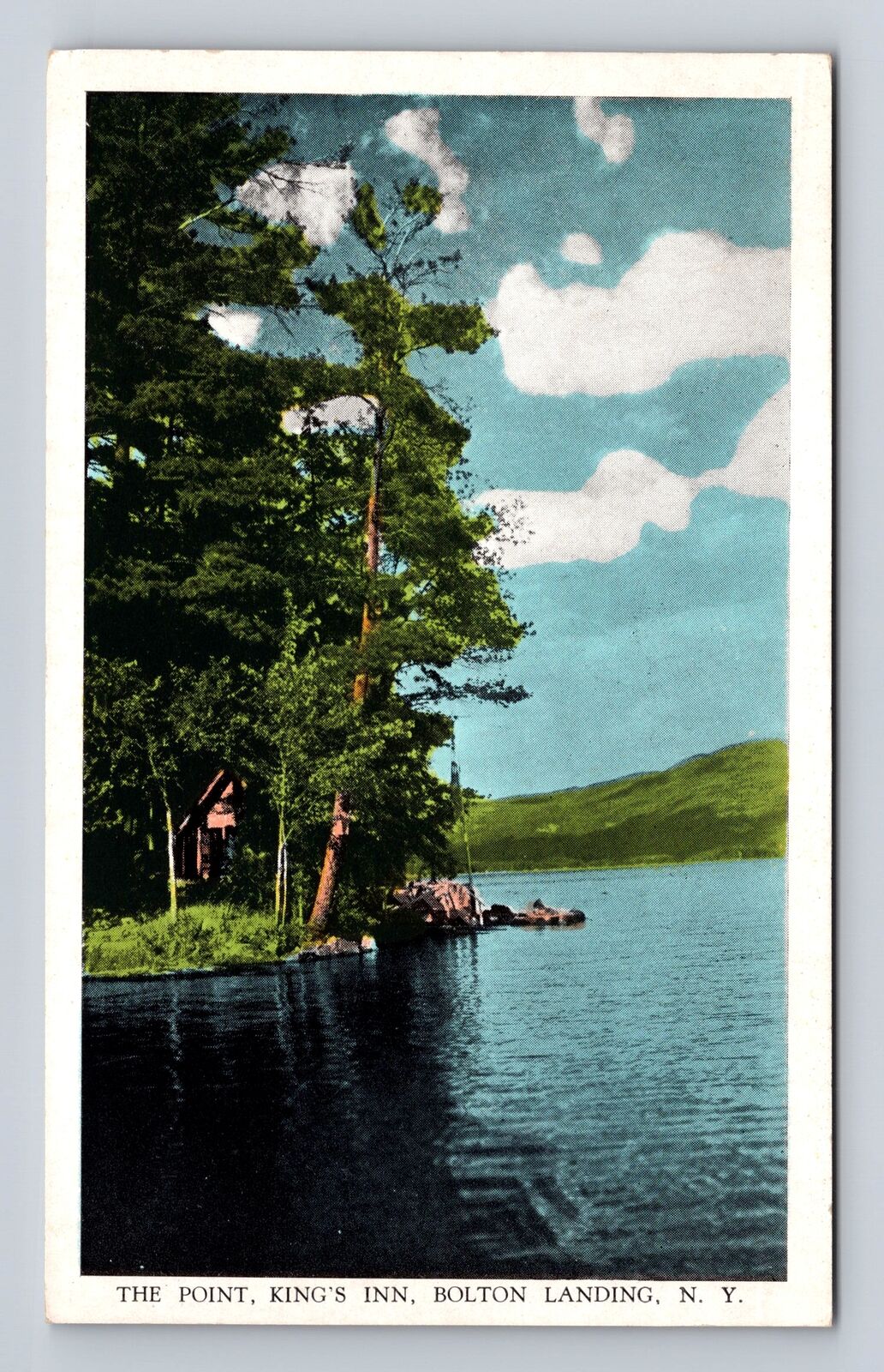 Bolton Landing NY-New York, the Point, King\'s Inn, Vintage c1949 Postcard
