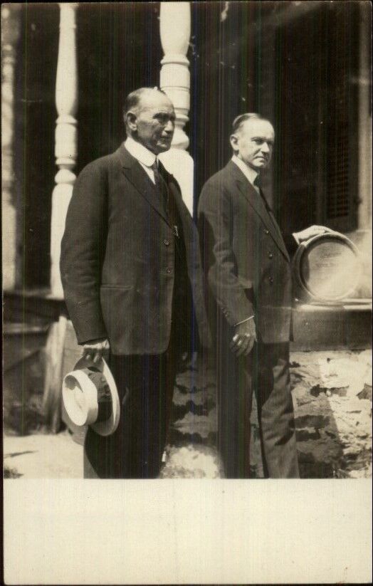 John Coolidge & President Calvin Coolidge c1920s Real Photo Postcard myn