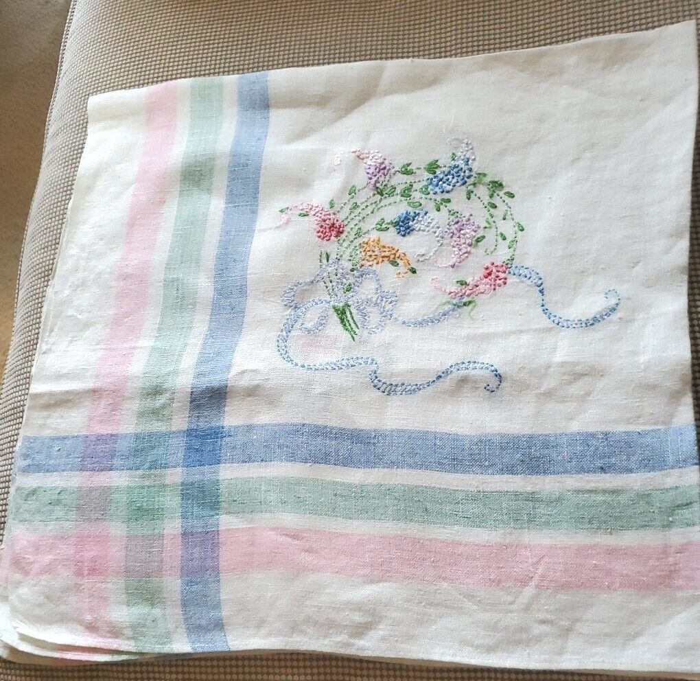 Vnt Hand Embroidered Tablecloth 31x32\