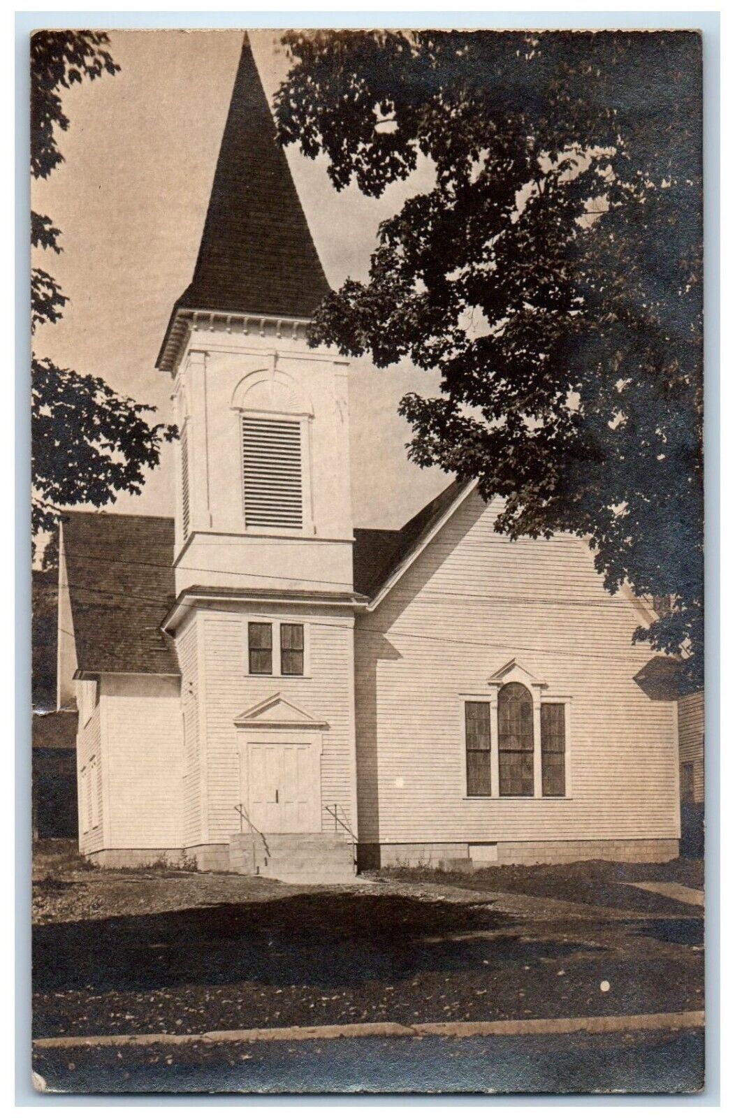 c1905 View Of Church Cattaraugus New York NY RPPC Photo Posted Antique Postcard