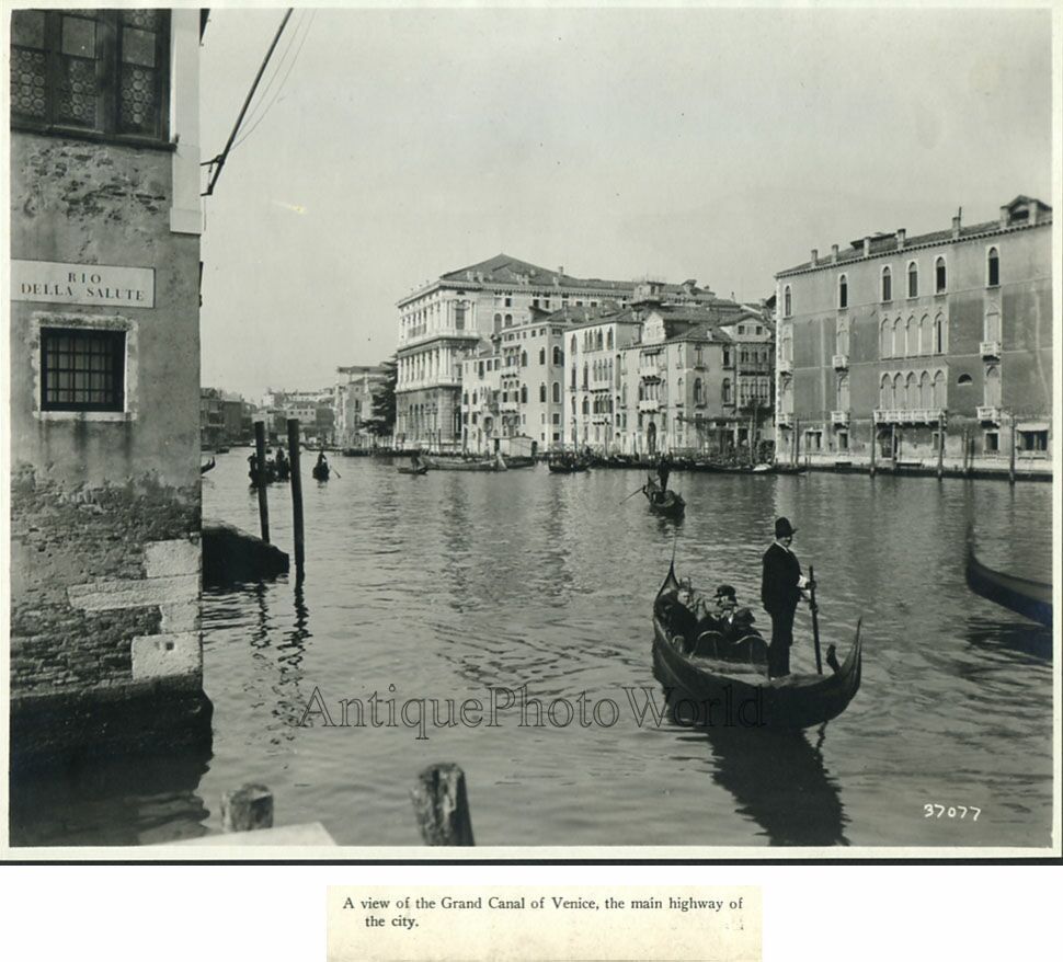 Grand Canal Venice Italy gondolas antique photo