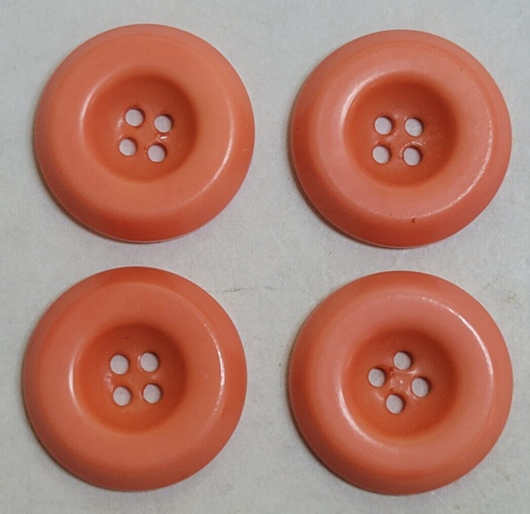 VINTAGE ~ Salmon Colored Round Buttons ~ Lot/4 ~ ⅞\