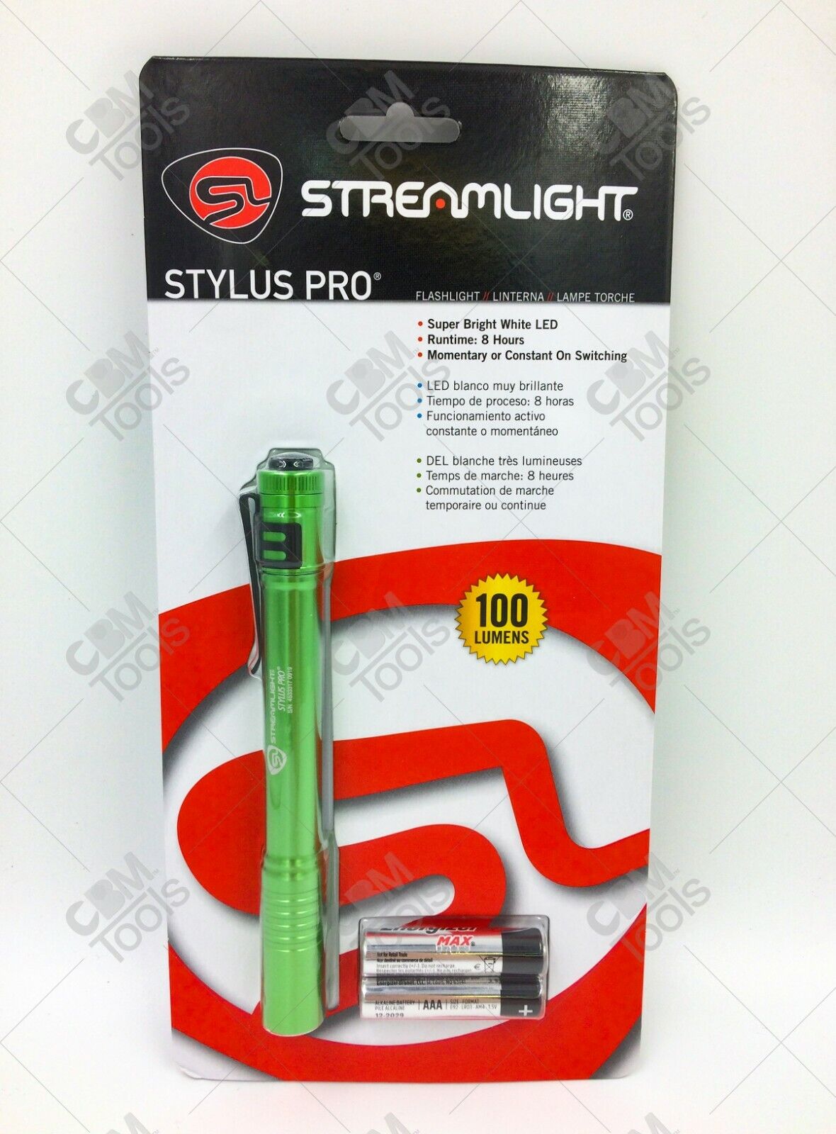Streamlight 66129 Stylus Pro LED Pen Light W/ Clip GREEN