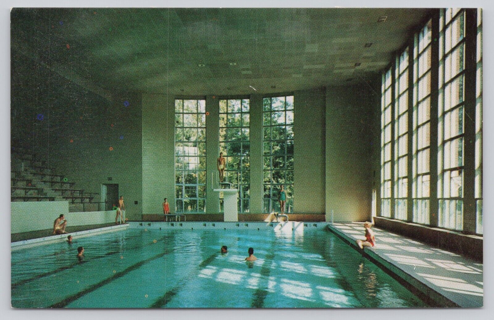 Postcard Natatorium Named for John Shaw Billings Miami  OH  pool diving UNP  *a7