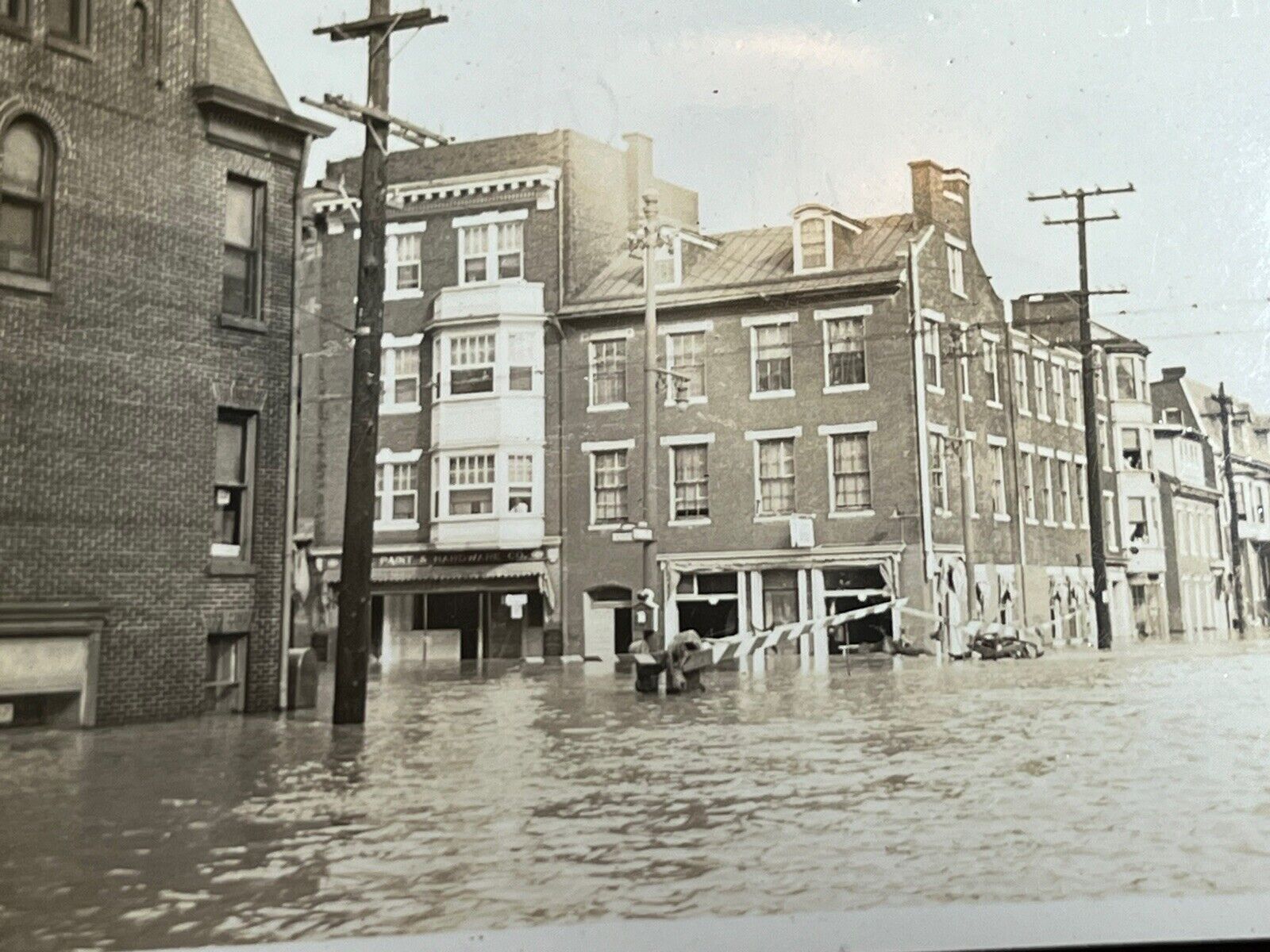 Antique Photograph Pershing Ave Market Streety 1933 flood York Pa Hurricane P1