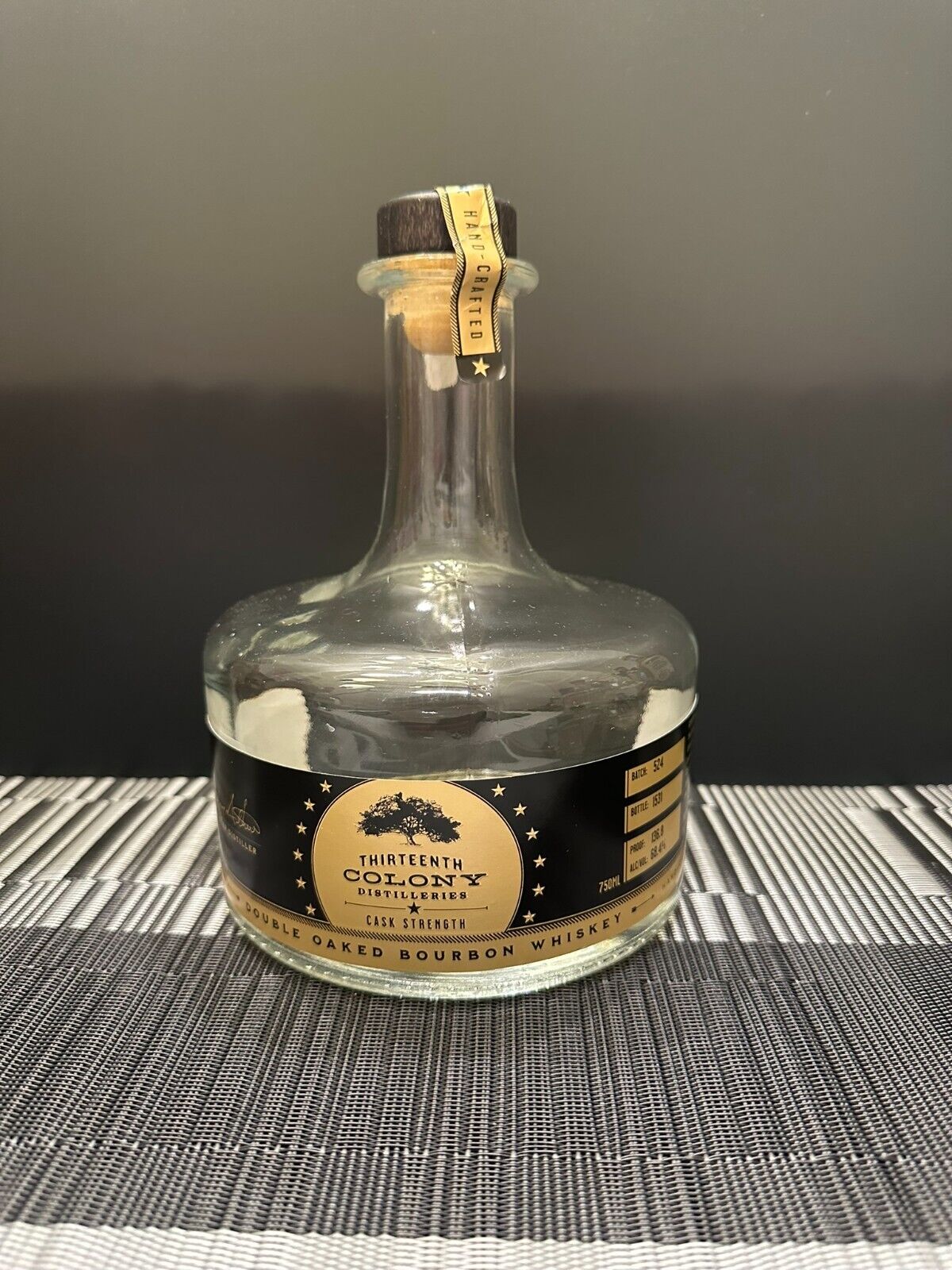thirteenth colony bourbon bottle very rare 13th CDO unrinsed seal intact