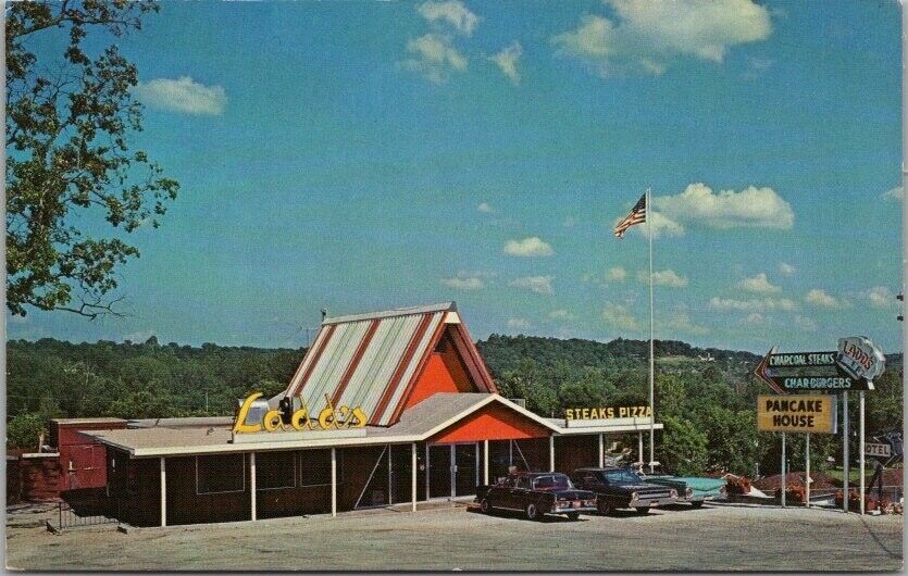 BRANSON, Missouri Postcard LADD'S PANCAKE & STEAK HOUSE Highway 65 c1960s Unused