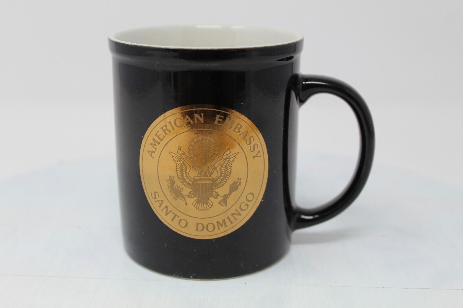 Vintage American Embassy Santo Domingo  Collectible Mug Black 10 oz