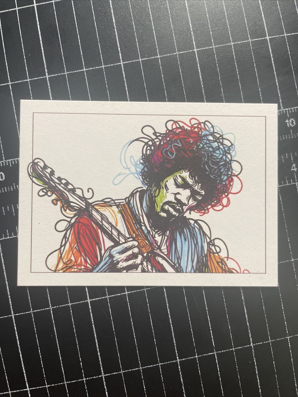 Jimi Hendrix Original Art Trading Card Signed By Artist On Back