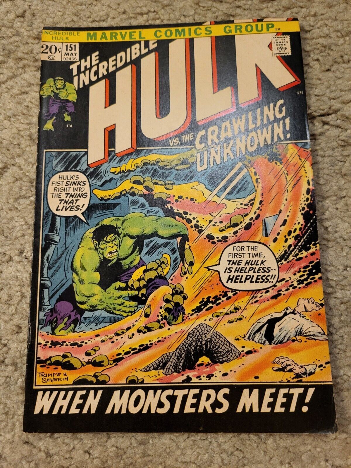 INCREDIBLE HULK 151 Marvel Comics lot 1972