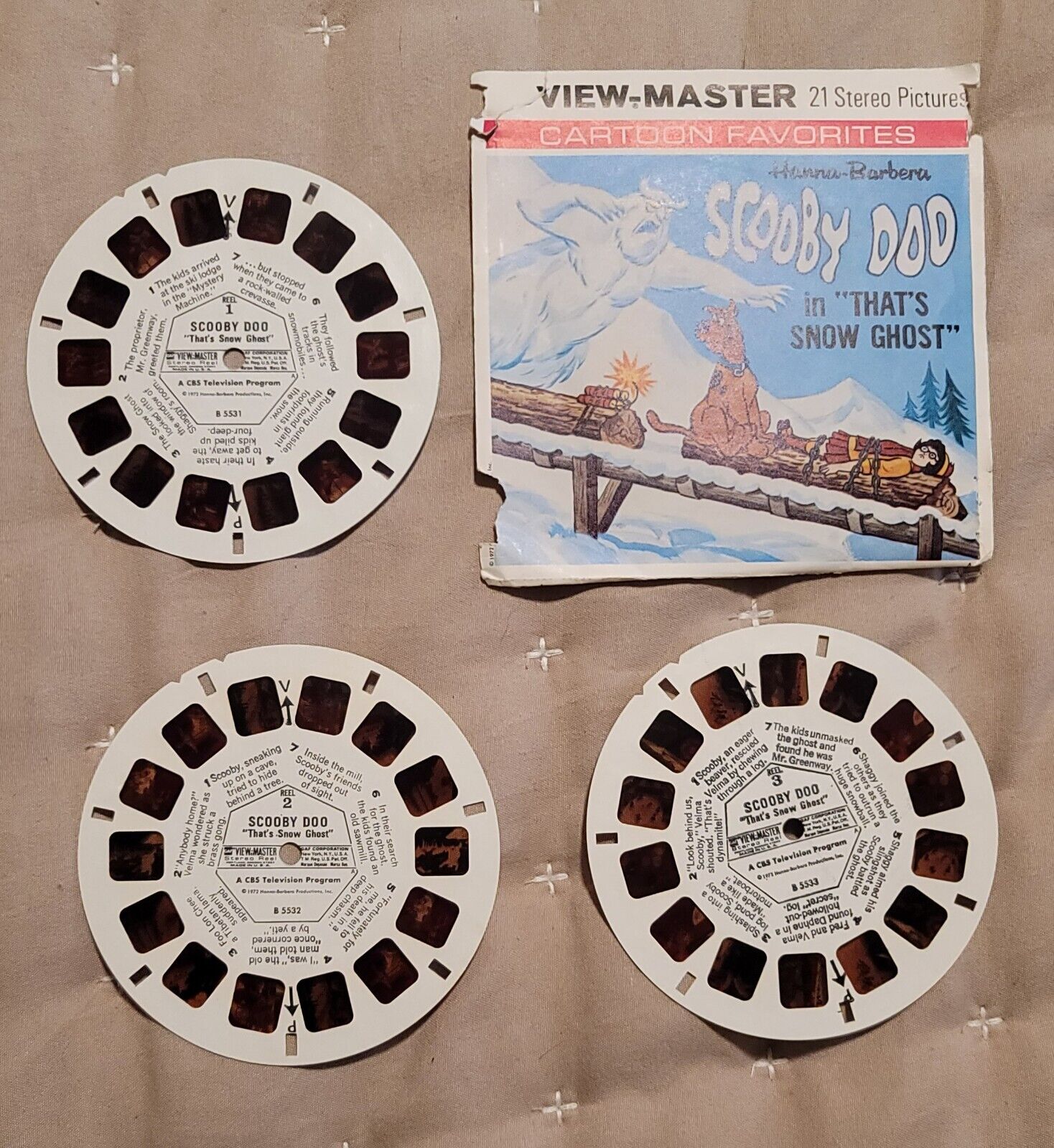 Vintage 1972 View-Master SCOOBY DOO 3 Reels B553 With Cover That’s Snow Ghost