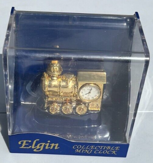 ELGIN TRAIN CLOCK - GOLD COLOR - NEW IN PACKAGING
