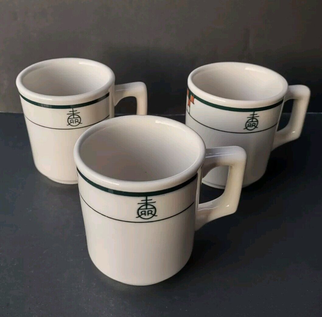 Set of 3 ROYCROFT INN Double R Coffee Mugs- Buffalo China Arts & Crafts Cups